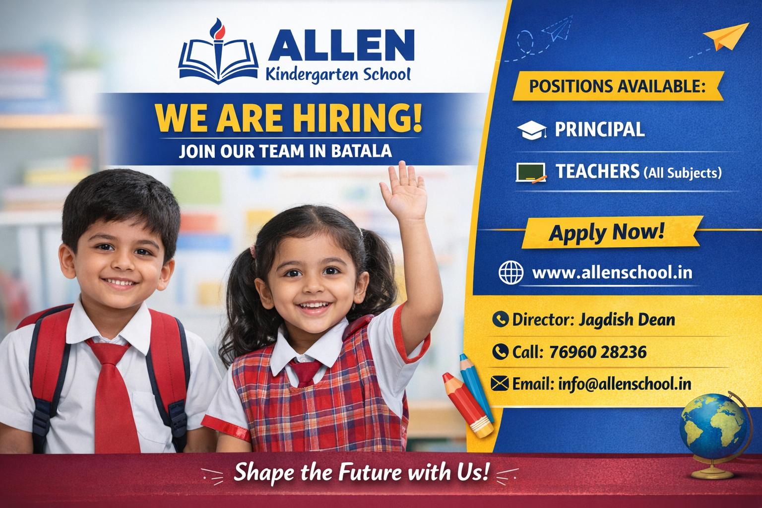 Teaching Jobs in Batala 2026 | Principal & Teacher Vacancy – Allen Kindergarten School